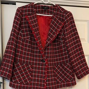 Talbots Red and Black Plaid Blazer